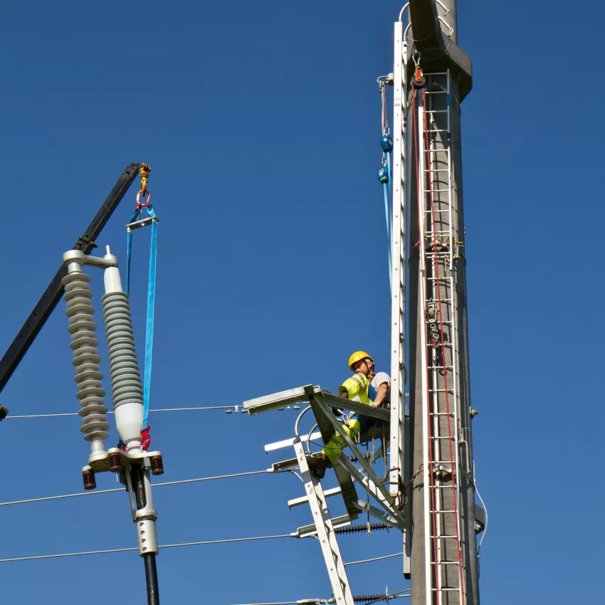 Dry end closure on the side with sky in the background