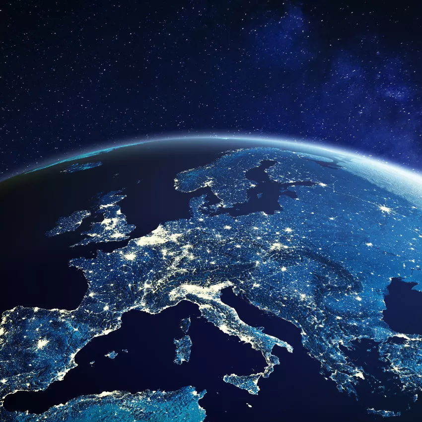 Part of the globe with dark background